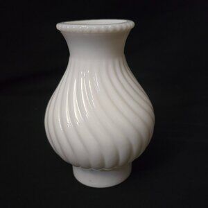 Vtg Swirl Hurricane Lamp Shade - Milk Glass - 5" W x 7" H  (3" Btm & Top)